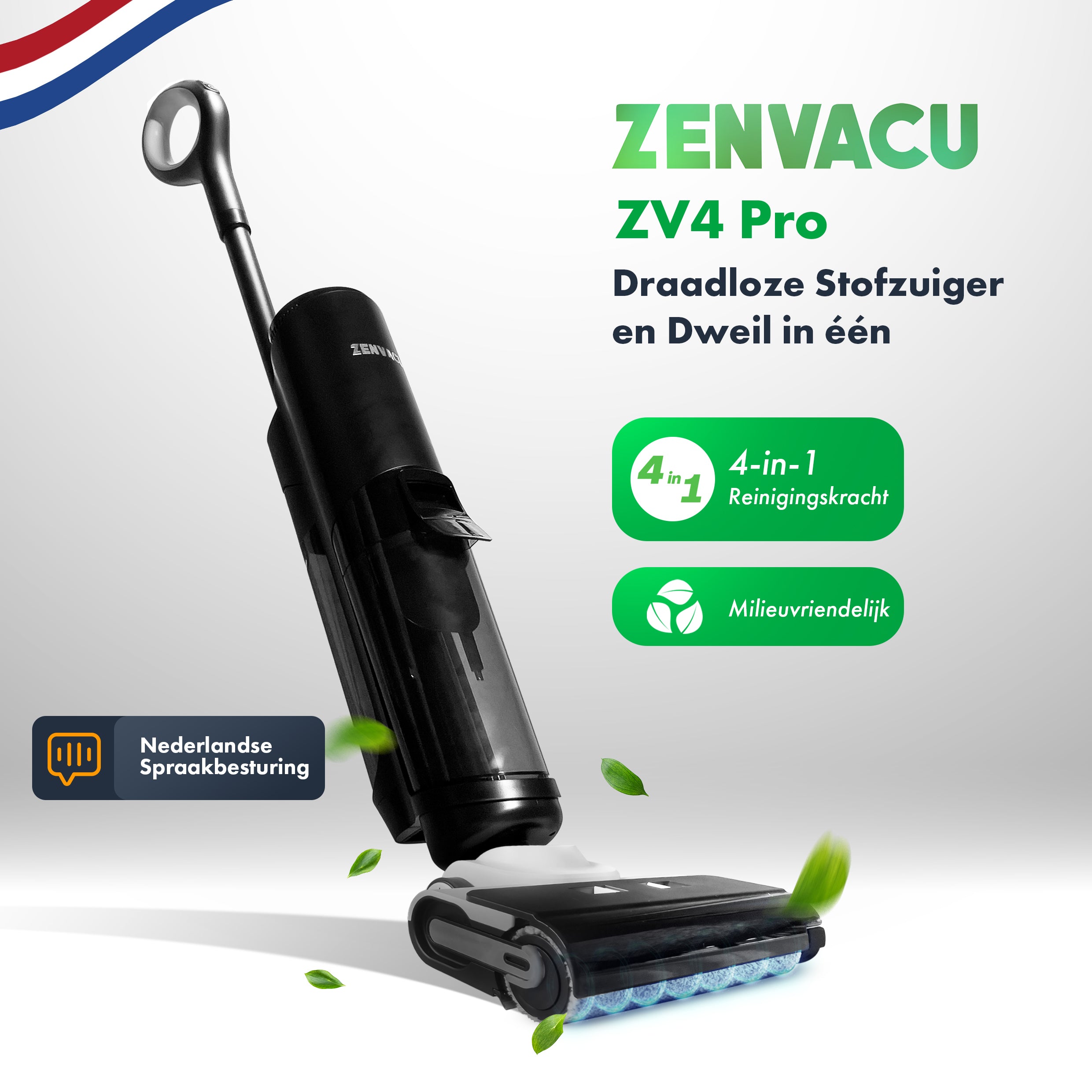 ZenVacu ZV4 Pro Steelstofzuiger met Dweilfunctie